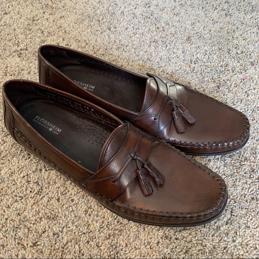 Florsheim Brown Leather Loafers Size 13B